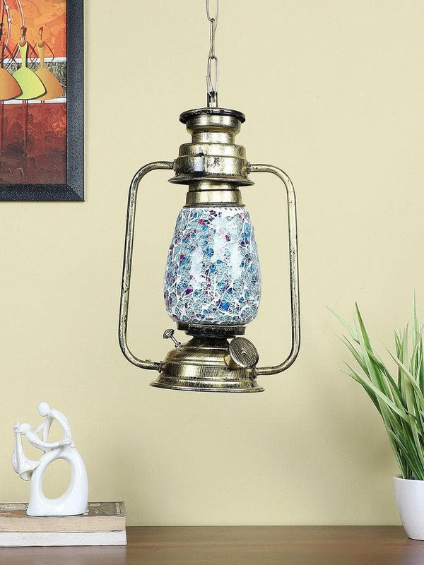 Ceiling Lamp - Indigo Mosaic Lantern Lamp