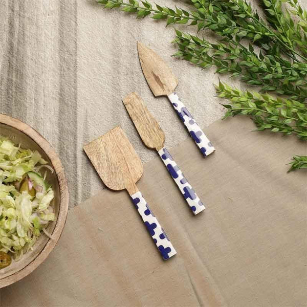 Cheese Knife Set - Abstract Wooden Cake Server - Set Of Three