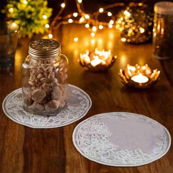 Coaster - Embroidered French Doily Lotus Coasters - Set Of Six