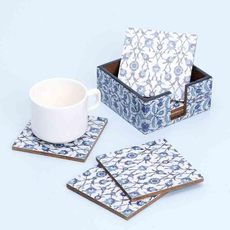 Buy Indigo Florets Coasters - Set Of Four Coasters from Vaaree