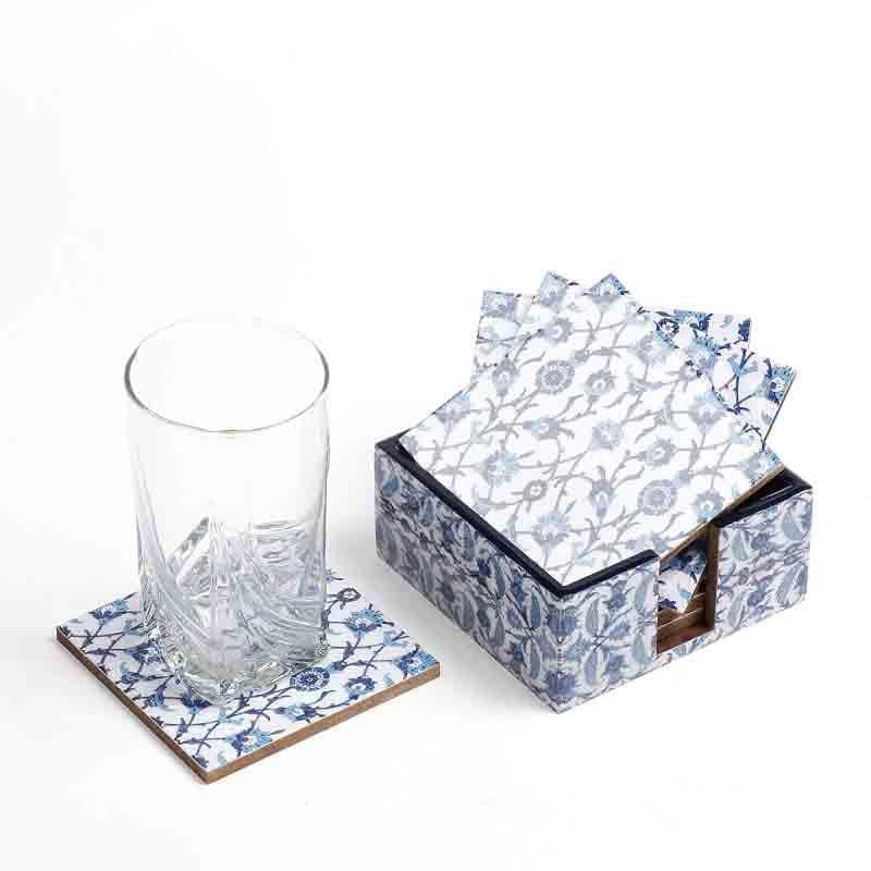 Buy Indigo Florets Coasters - Set Of Four Coasters from Vaaree