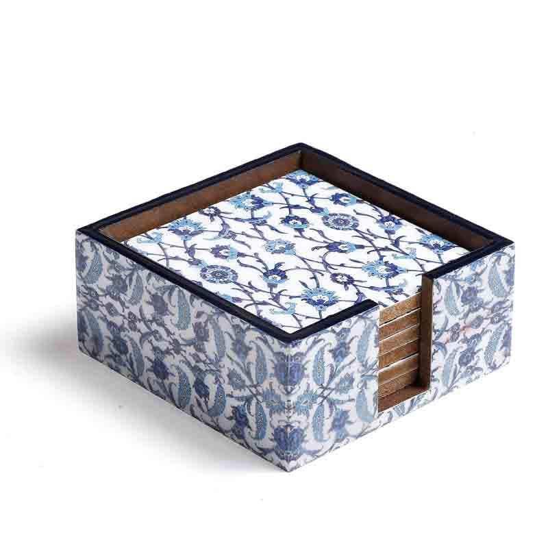 Buy Indigo Florets Coasters - Set Of Four Coasters from Vaaree