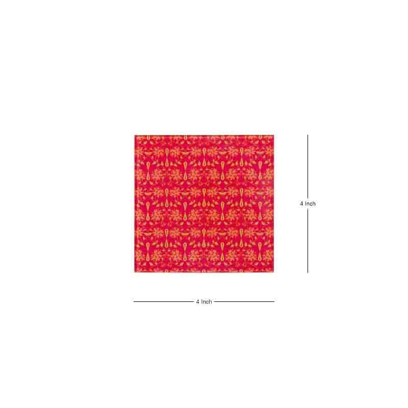 Buy Magnate Mughal Floral Red Square Coasters - Set Of Four Coasters from Vaaree