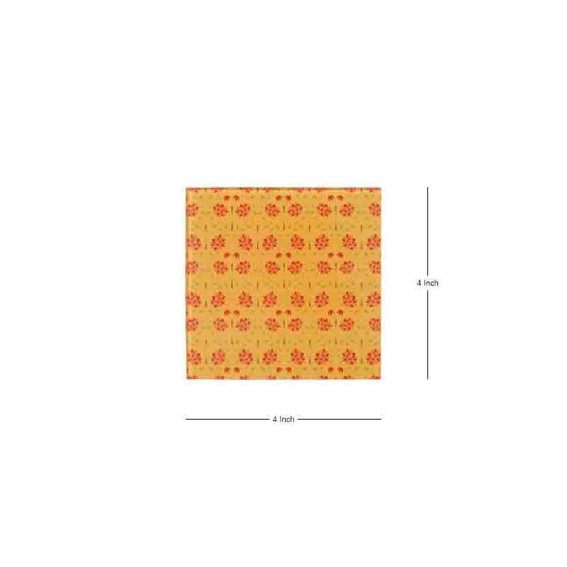 Buy Magnate Mughal Floral Yellow Square Coasters - Set Of Four Coasters from Vaaree