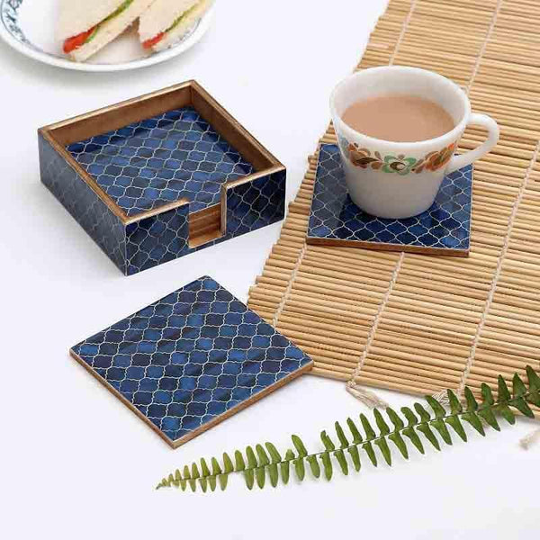 Coaster - Ombre Checkered Coasters - Blue - Set Of Four