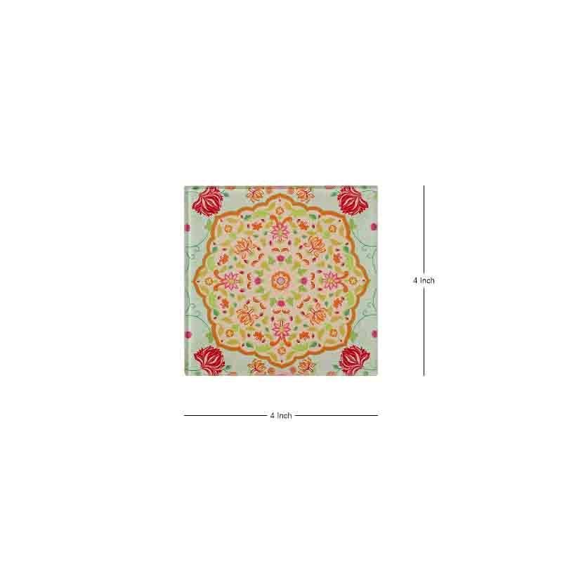 Buy Ornate Mughal Wooden Square Coaster - Set Of Four Coasters from Vaaree