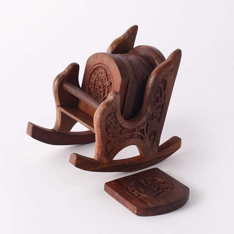 Coaster - Rocking Chair Carved Coaster - Set Of Six