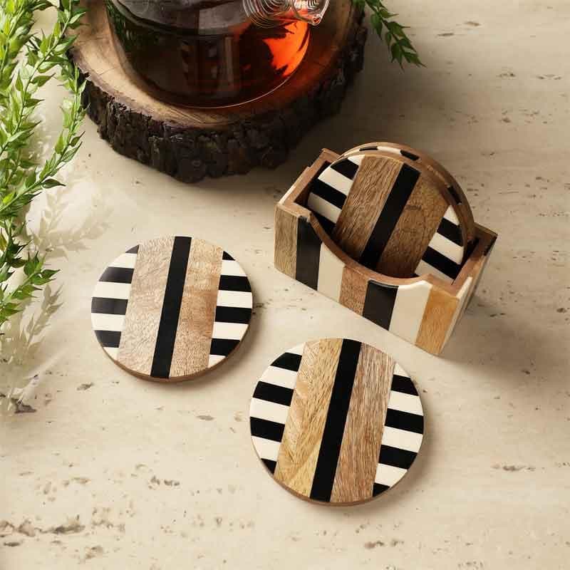 Buy Strippy Striped Coaster - Set Of Four Coasters from Vaaree