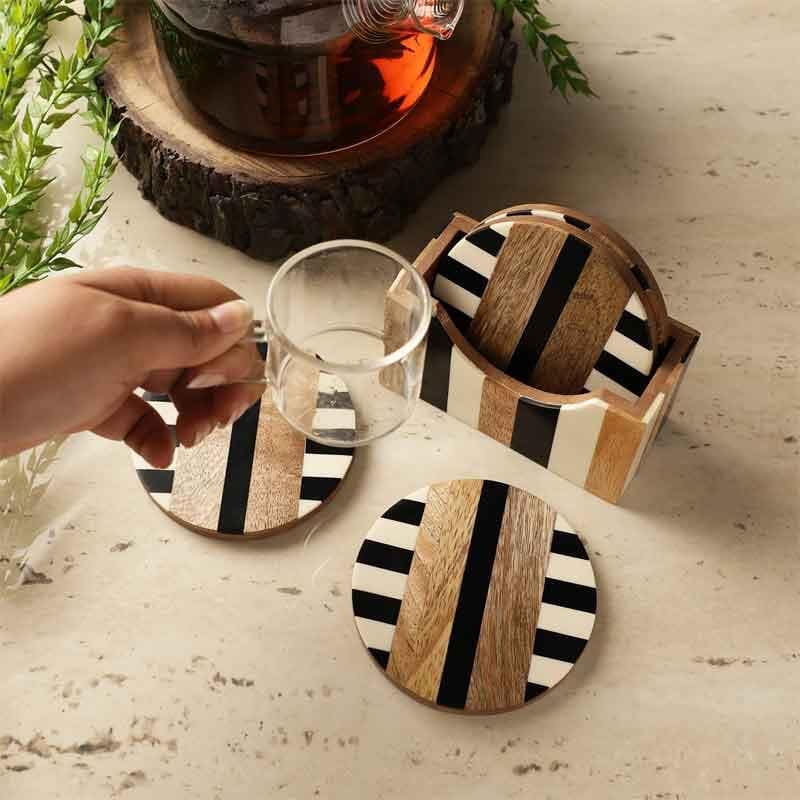 Buy Strippy Striped Coaster - Set Of Four Coasters from Vaaree