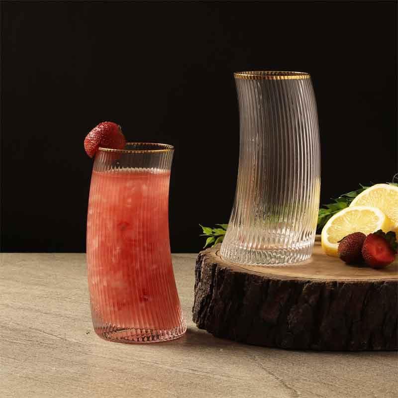 Buy Sway Away Ribbed Glasses (480 ml ) - Set Of Two Cocktail Glasses from Vaaree