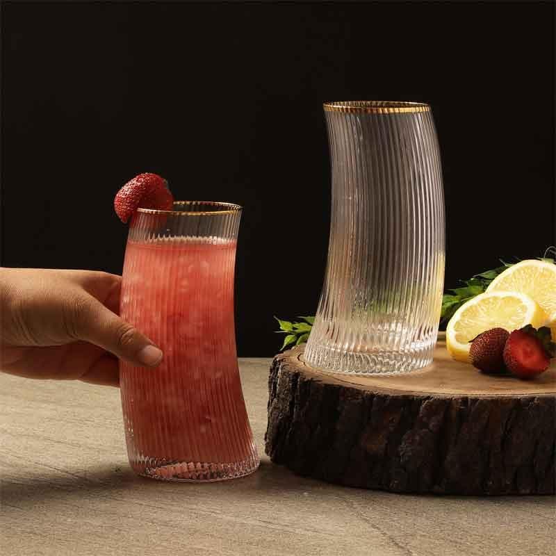 Buy Sway Away Ribbed Glasses (480 ml ) - Set Of Two Cocktail Glasses from Vaaree