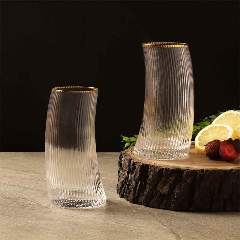 Buy Sway Away Ribbed Glasses (480 ml ) - Set Of Two Cocktail Glasses from Vaaree