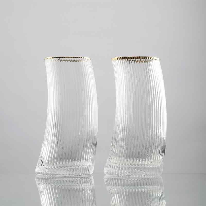 Buy Sway Away Ribbed Glasses (480 ml ) - Set Of Two Cocktail Glasses from Vaaree