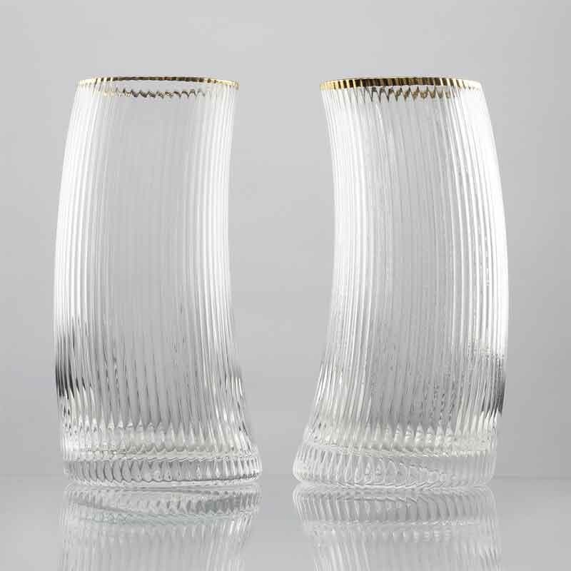 Buy Sway Away Ribbed Glasses (480 ml ) - Set Of Two Cocktail Glasses from Vaaree