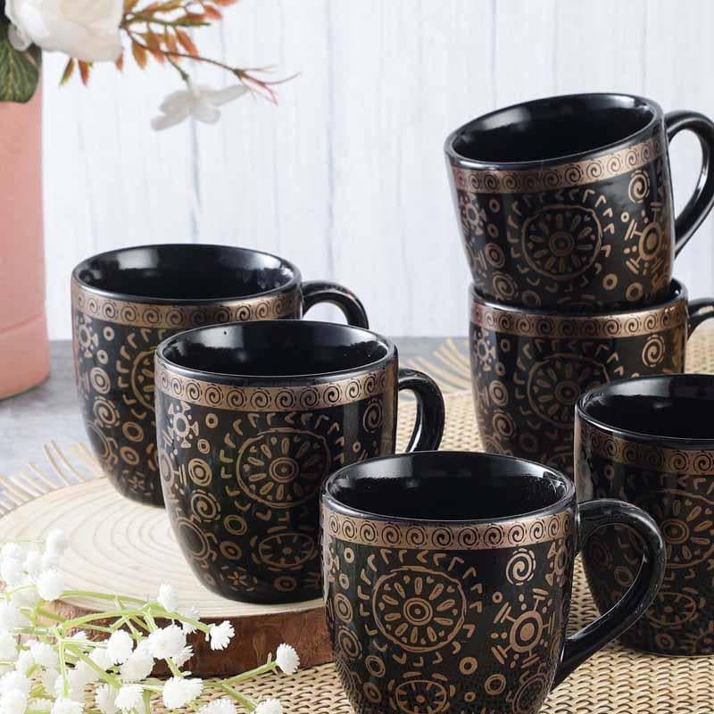 Buy Warli World Mug (Black) - Set Of Six Coffee & Tea Mug from Vaaree