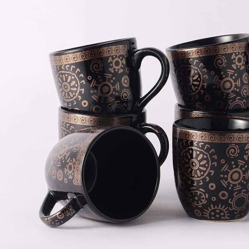 Buy Warli World Mug (Black) - Set Of Six Coffee & Tea Mug from Vaaree