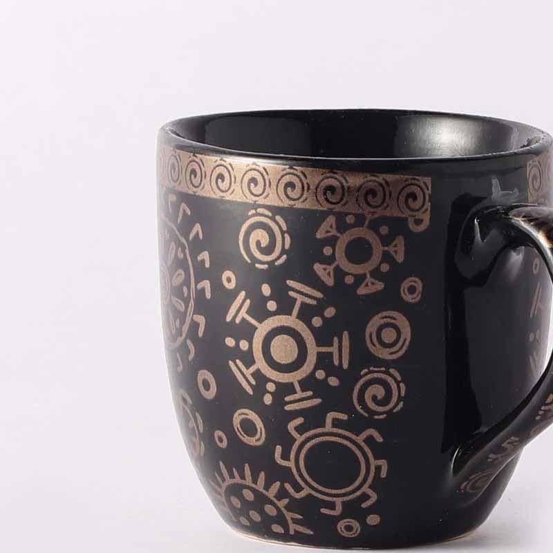 Buy Warli World Mug (Black) - Set Of Six Coffee & Tea Mug from Vaaree