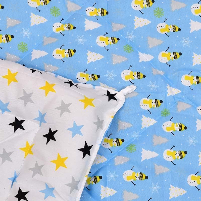 Buy Snow & Stars Reversible Kids Comforter - Blue Comforters & AC Quilts from Vaaree