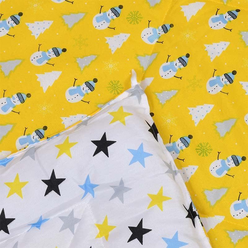 Buy Snow & Stars Reversible Kids Comforter - Yellow Comforters & AC Quilts from Vaaree