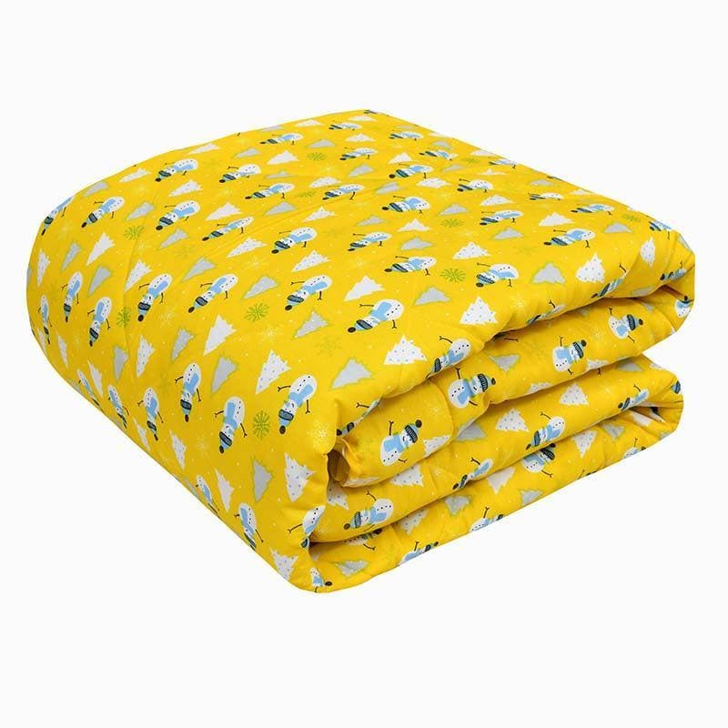 Buy Snow & Stars Reversible Kids Comforter - Yellow Comforters & AC Quilts from Vaaree