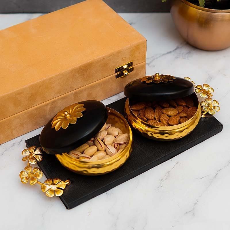 Buy Black & Gold Dryfruit Boxes Container from Vaaree