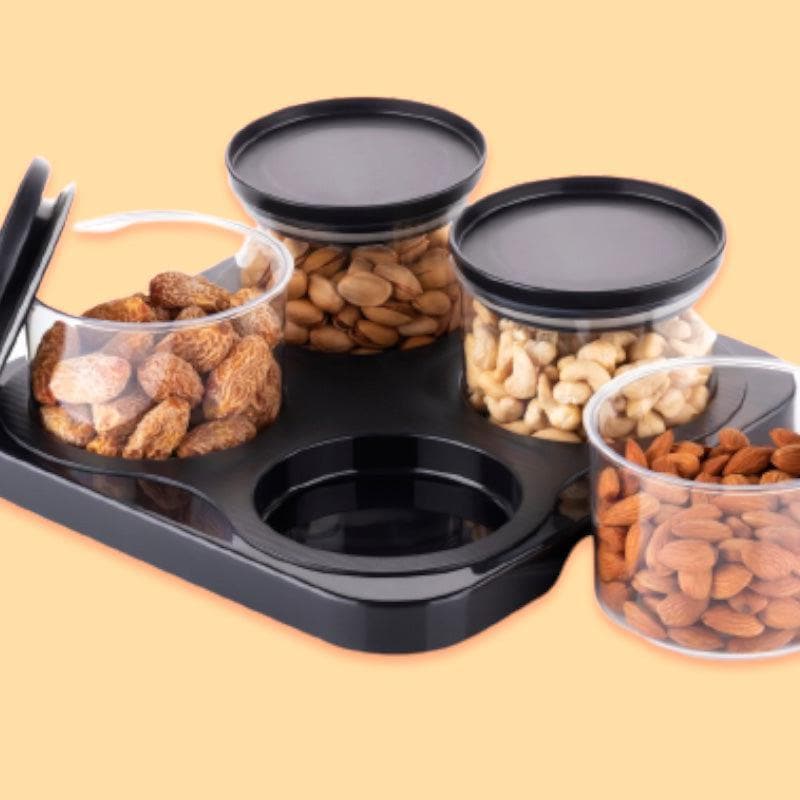 Buy Black Circling Airtight Container (500 ml each)- Set of 4 Container from Vaaree