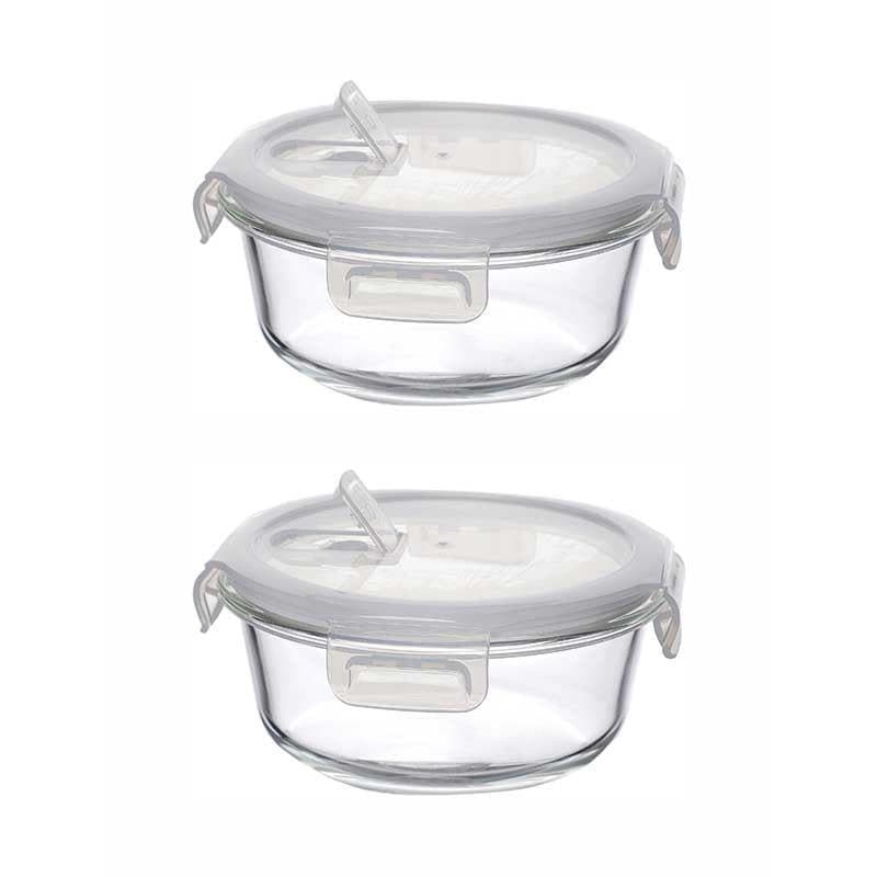 Container - Carino Lunch Box Round (950ml each)- White - Set of Two