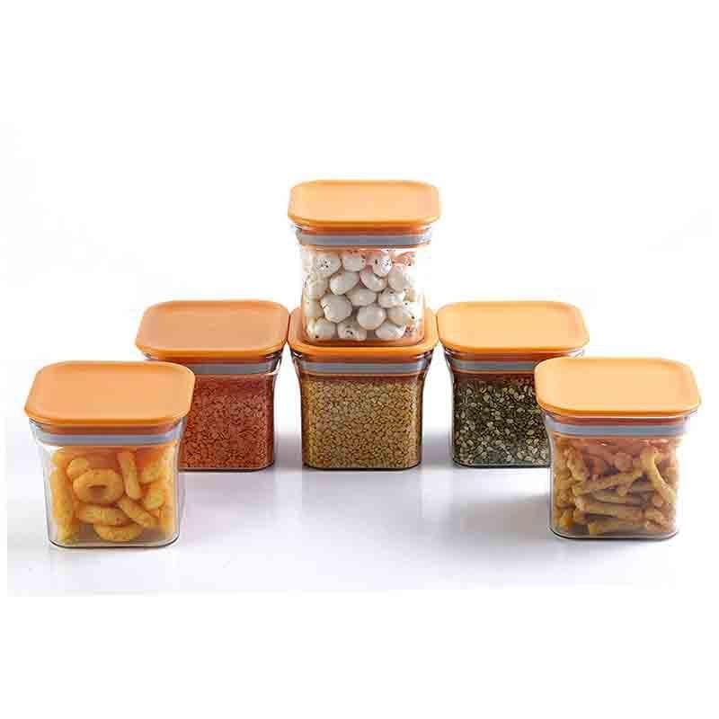 Buy Orange Square Squad Container (600ML Each) - Set Of 6 Container from Vaaree