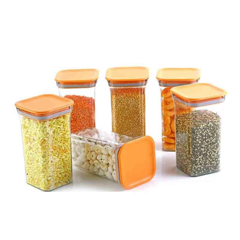 Buy Quad Squad Airtight Container (1100 ML Each)- Set Of 6 - Orange Container from Vaaree