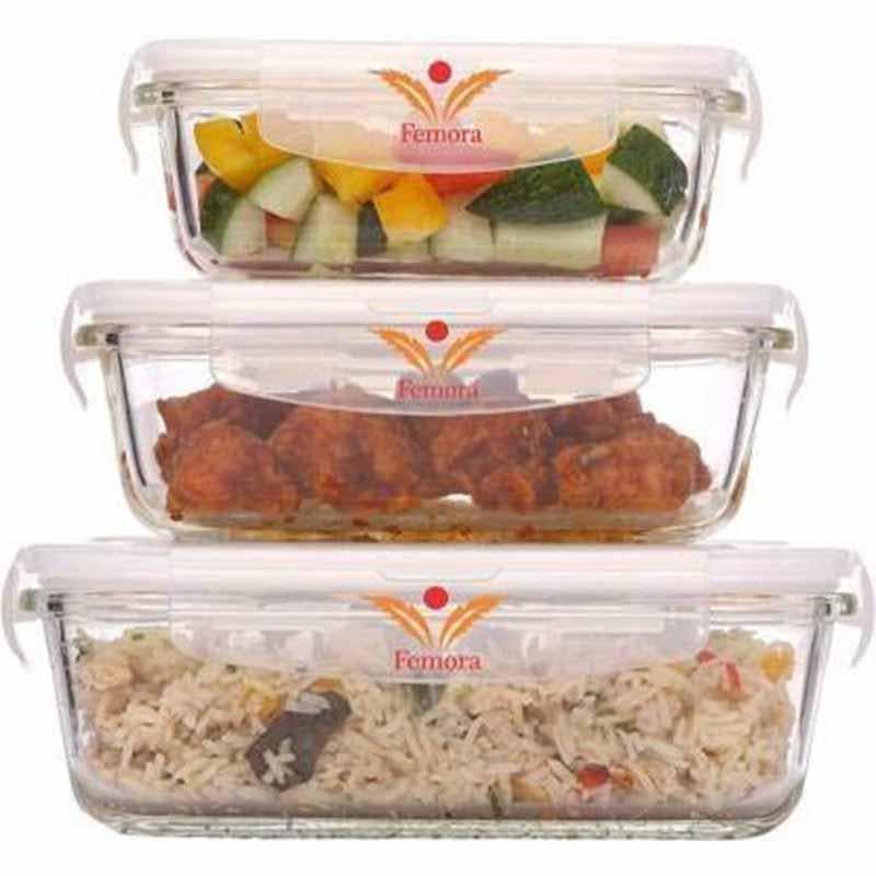 Container - Rectangle Foodie Lunch Box (400/620/1000 ML) - Set of Three