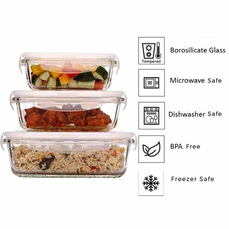 Container - Rectangle Foodie Lunch Box (400/620/1000 ML) - Set of Three