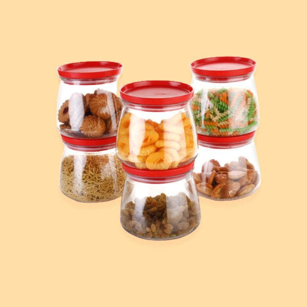 Container - Red Matukdi Airtight Container(900 ml each) - Set Of Six