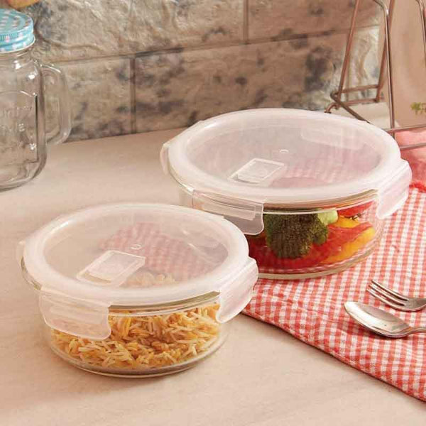 Container - Round Foodie Lunch Box (240/380/580/940 ML) - Set of Four