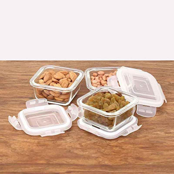 Container - Square Foodie Lunch Box (180 ML) - Set of Three