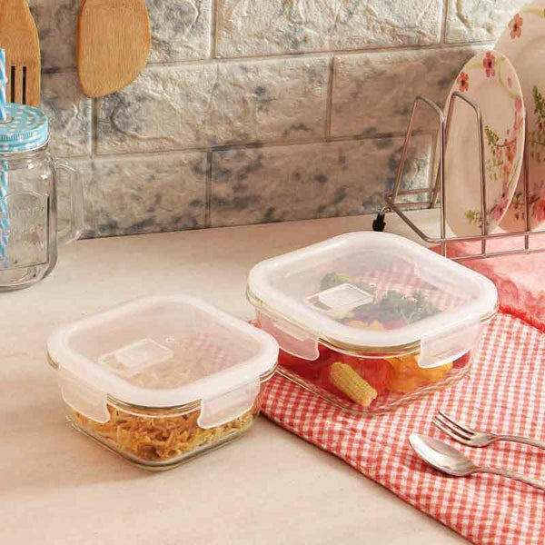 Container - Square Foodie Lunch Box (180/300/500/800/1200 ML) - Set of Five