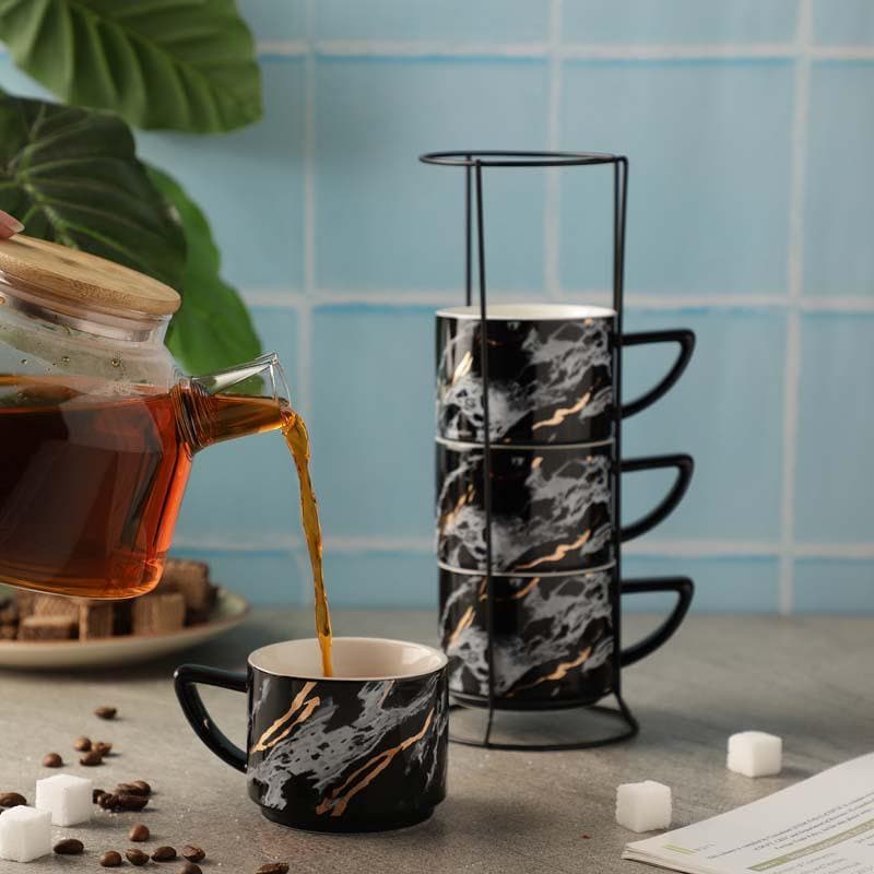 Buy Marble Era Cup - Black - Set Of Four Cup from Vaaree