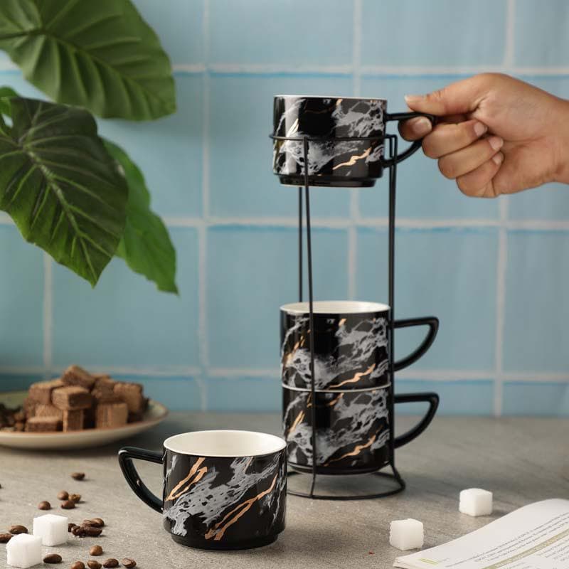 Buy Marble Era Cup - Black - Set Of Four Cup from Vaaree