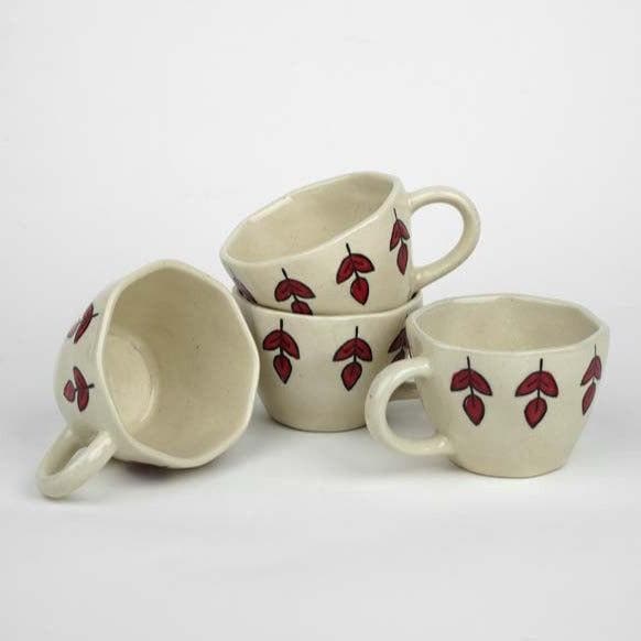 Cup - Red Ivy Cup- Set Of Four