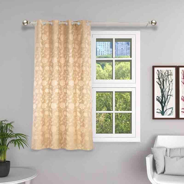 Buy Gulaab Jaal Curtain (Beige) - Set Of Two Curtains from Vaaree