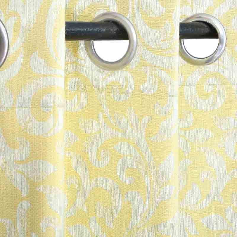 Buy Leaf Muse Curtain - Yellow Curtains from Vaaree