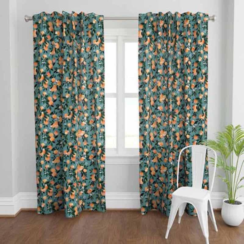 Buy Orange Orchard Curtain Curtains from Vaaree