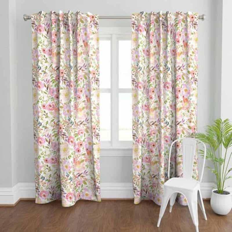 Buy Curtains - Pinkie Peonis Curtain at Vaaree online