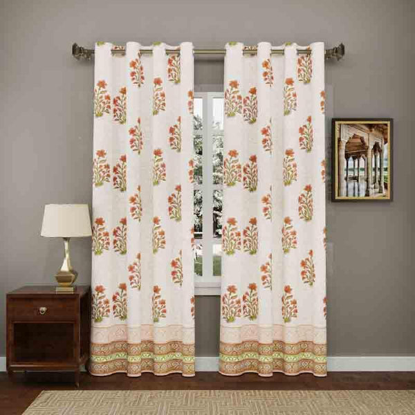 Buy Poise Posy Curtain Set - Brown Curtains from Vaaree