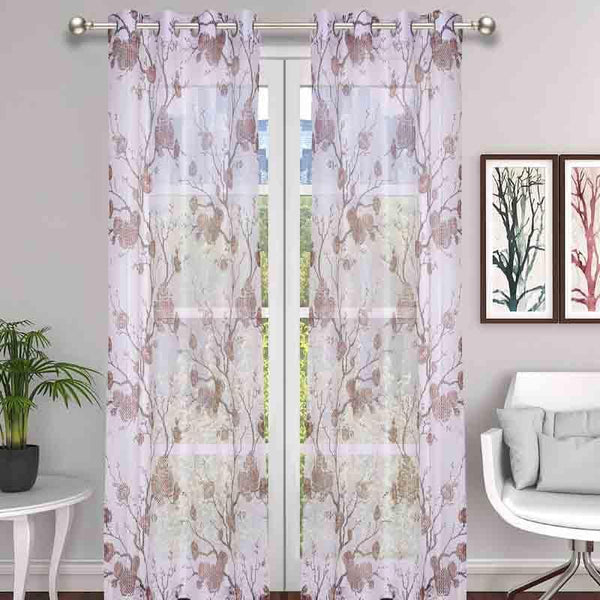 Buy Curtains - Rosey Love Curtain (Brown) - Set Of Two at Vaaree online