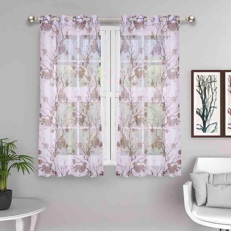 Buy Rosey Love Curtain (Brown) - Set Of Two Curtains from Vaaree