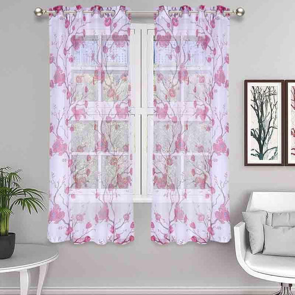 Buy Curtains - Rosey Love Curtain (Pink)- Set Of Two at Vaaree online
