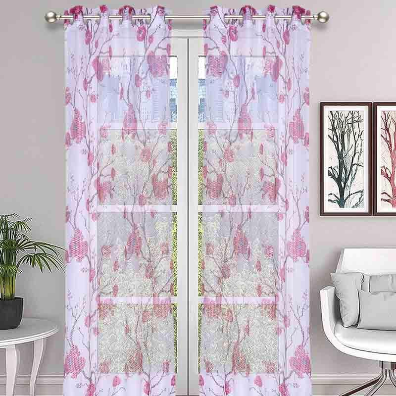 Buy Rosey Love Curtain (Pink)- Set Of Two Curtains from Vaaree