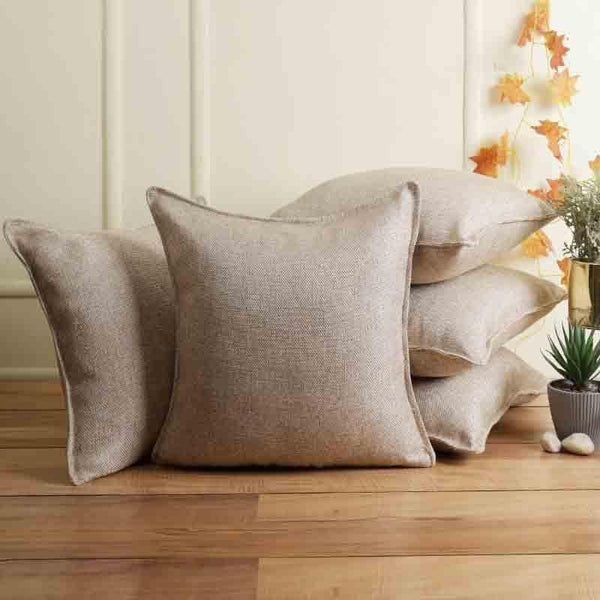 Cushion Cover Sets - Blissful Beige Cushion Cover - Set Of Five