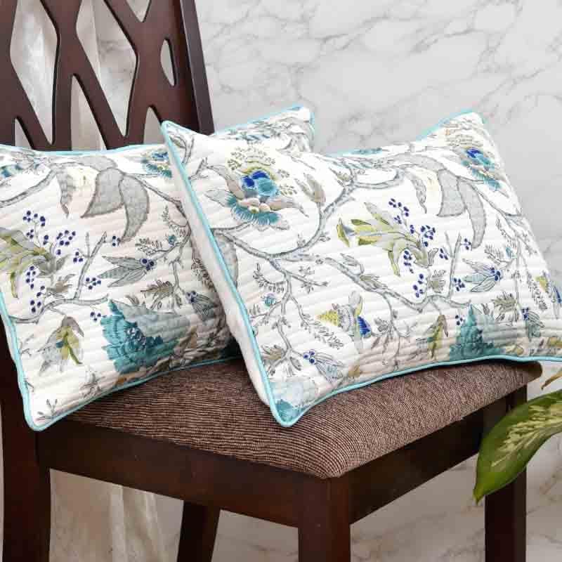Cushion Cover Sets - Buttercups Rectangle Cushion Cover - Set Of Two - Blue