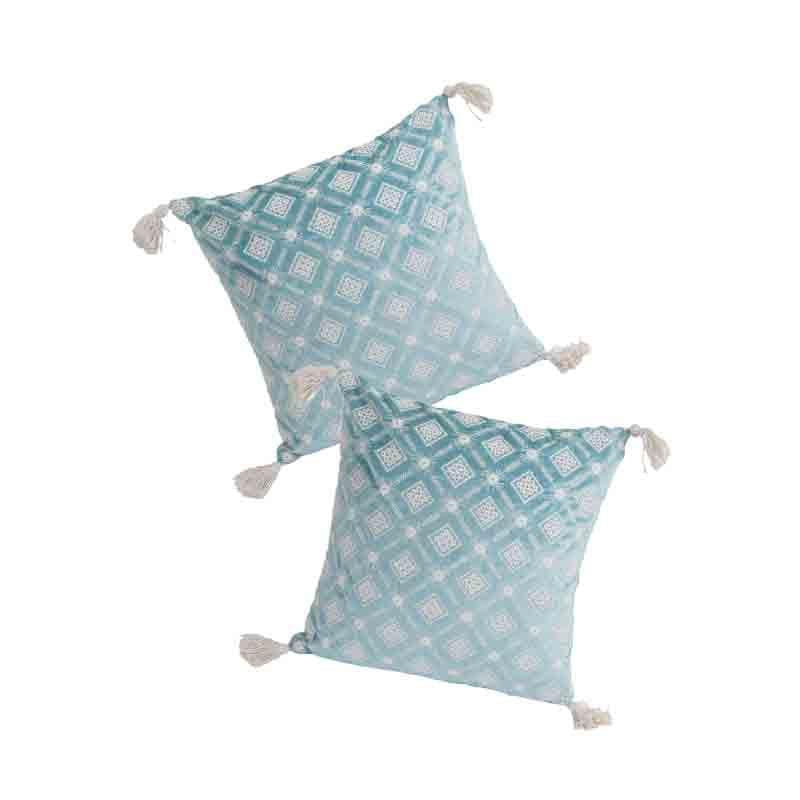 Buy Diamond Lattice Cushion Cover - (Blue) - Set Of Two Cushion Cover Sets from Vaaree